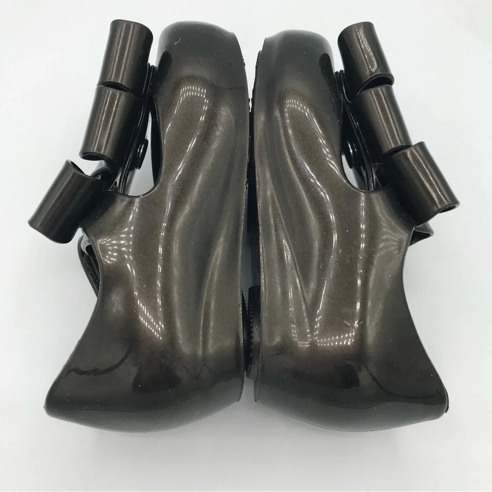Mini Melissa Ultragirl Little Girls Sz 5 Triple Bow Mary Jane Shoes Sandals EUC